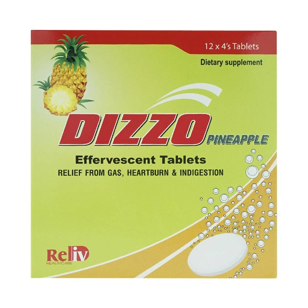 Hình ảnh Viên sủi Dizzo Pineapple Reliv giúp ăn ngon miệng hơn, tăng cường chuyển hóa (12 vỉ x 4 viên)