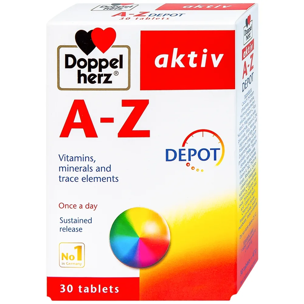 Hình ảnh Viên uống A-Z Depot Doppelherz Aktiv bổ sung vitamin và khoáng chất (3 vỉ x 10 viên)