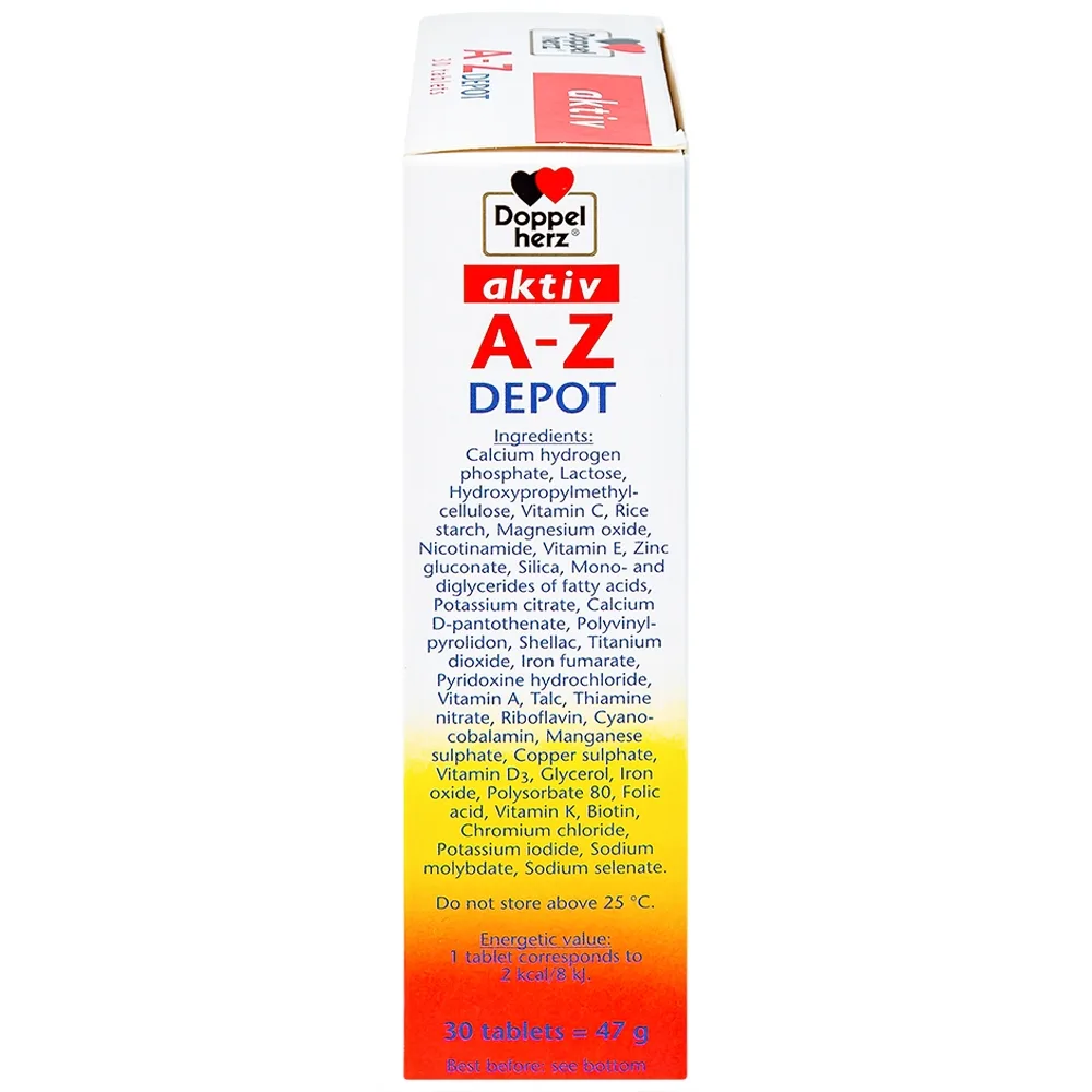 Hình ảnh Viên uống A-Z Depot Doppelherz Aktiv bổ sung vitamin và khoáng chất (3 vỉ x 10 viên)