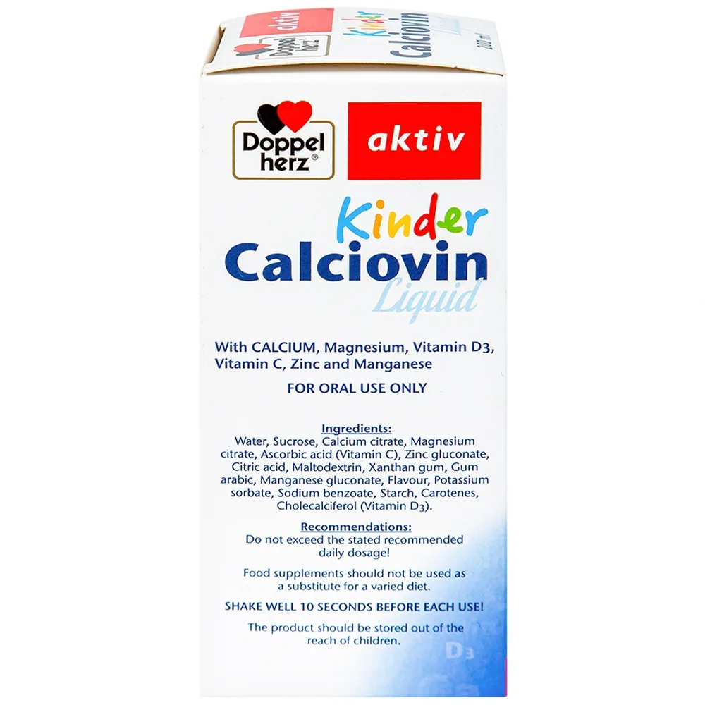 Hình ảnh Dung dịch Kinder Calciovin Liquid Doppelherz Aktiv bổ sung canxi, magie và các vitamin (200ml)