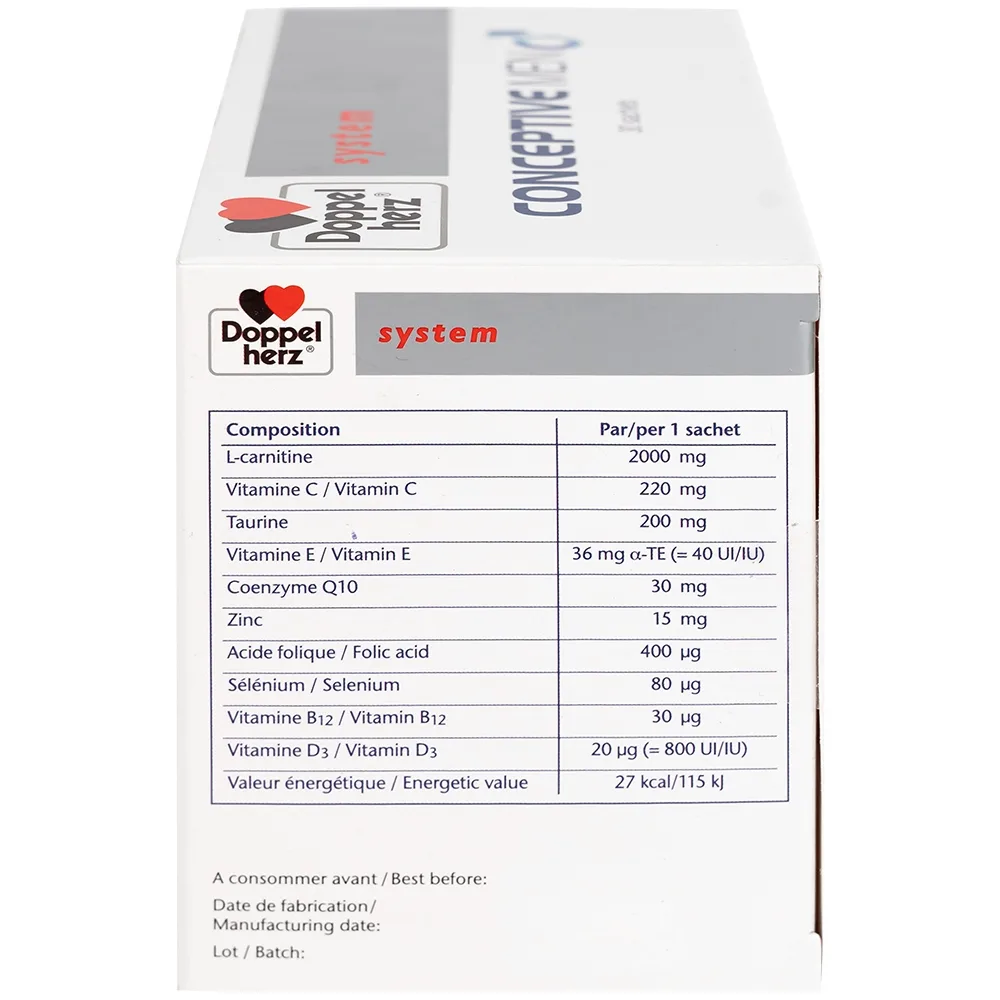 Hình ảnh Doppelherz Conceptive Men 10g bổ sung vitamin và các vi chất dinh dưỡng hỗ trợ cải thiện sinh lý nam (30 gói)