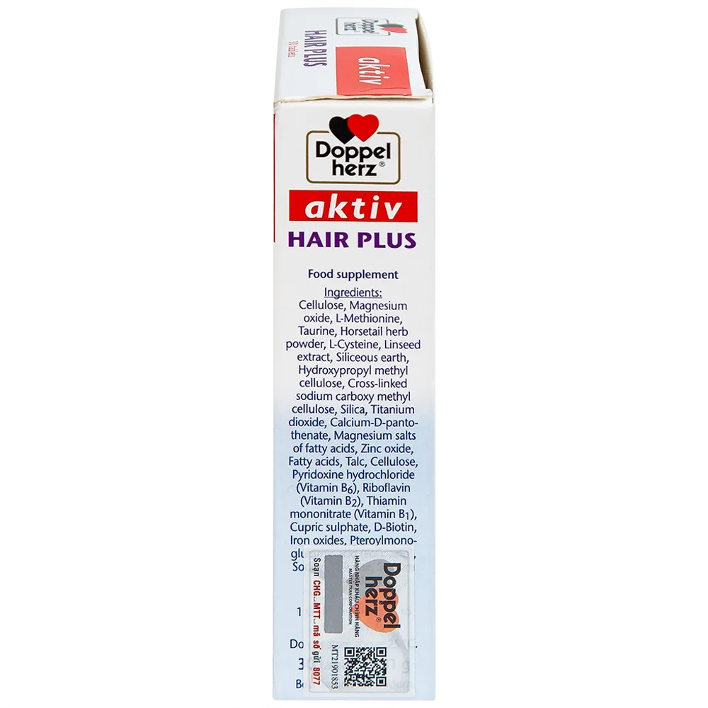 Hình ảnh Viên uống Hair Plus Doppelherz Aktiv bổ sung vitamin và khoáng chất (2 vỉ x 15 viên)