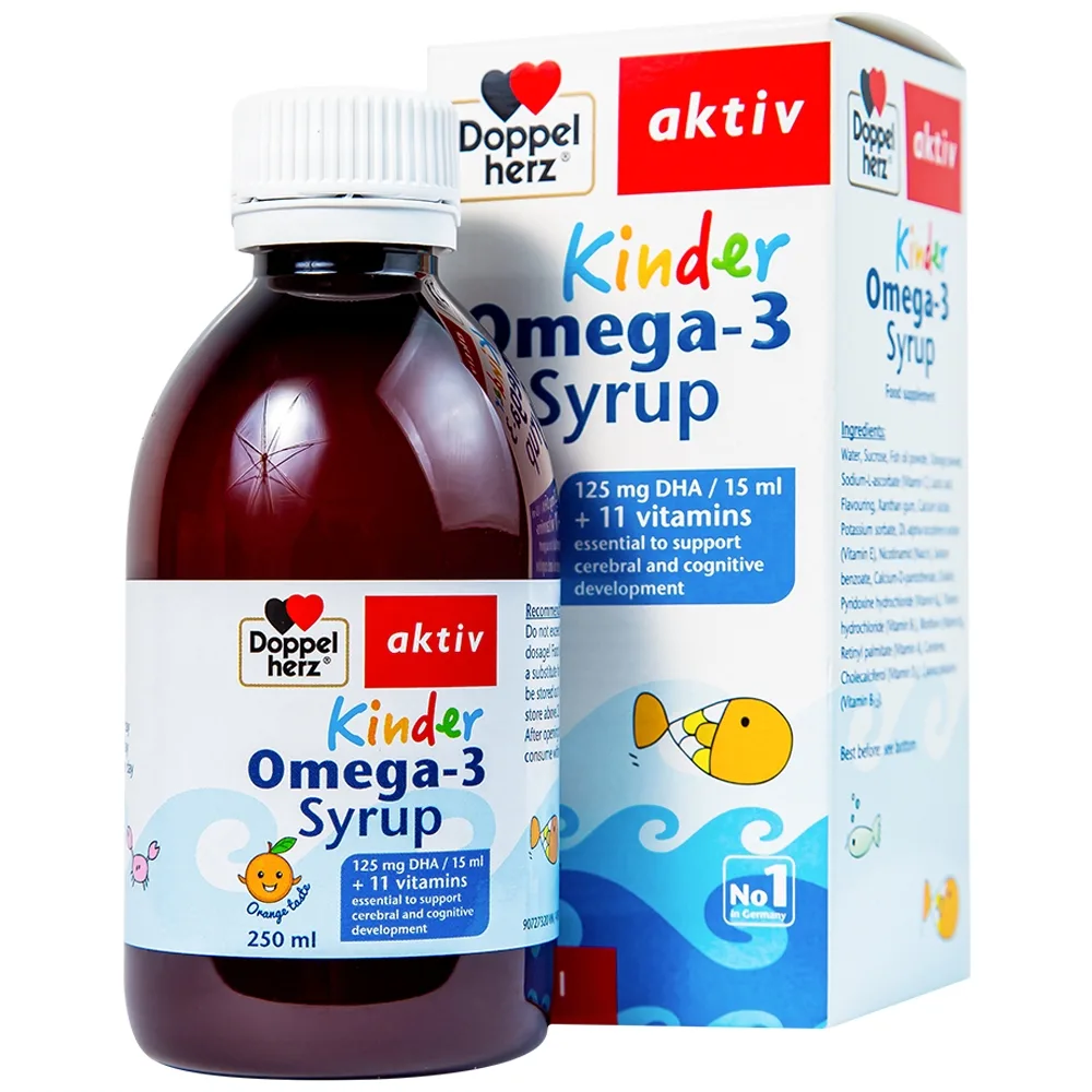 Hình ảnh Siro Kinder Omega-3 Syrup Doppelherz Aktiv hỗ trợ phát triển não bộ (250ml)