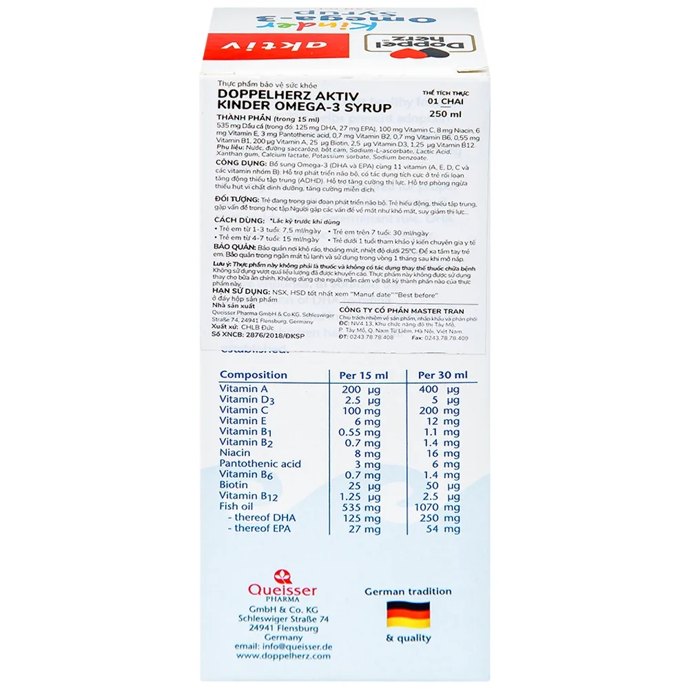 Hình ảnh Siro Kinder Omega-3 Syrup Doppelherz Aktiv hỗ trợ phát triển não bộ (250ml)