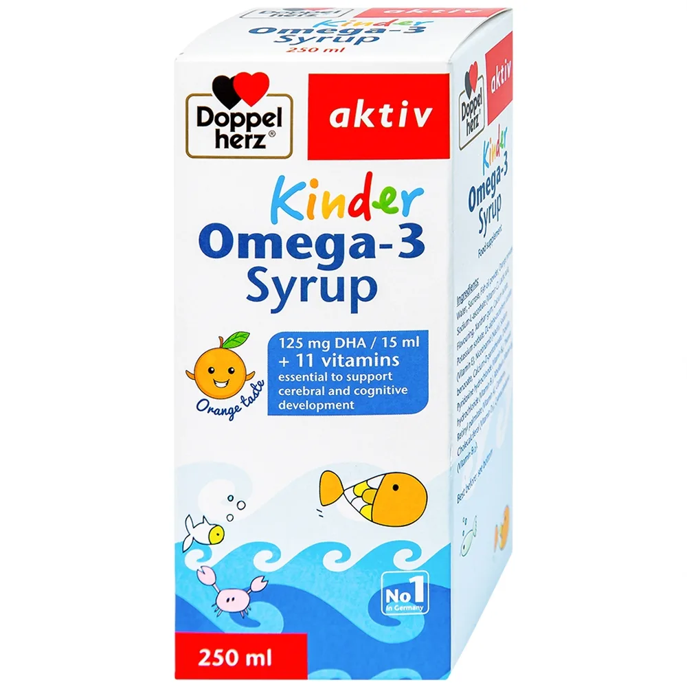 Hình ảnh Siro Kinder Omega-3 Syrup Doppelherz Aktiv hỗ trợ phát triển não bộ (250ml)