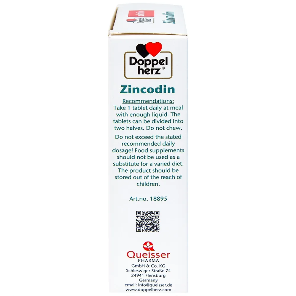 Hình ảnh Viên uống Zincodin Doppelherz Aktiv bổ sung kẽm và L-histidine (3 vỉ x 10 viên)
