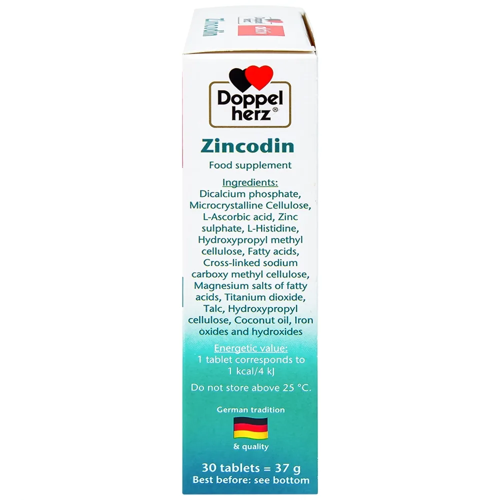 Hình ảnh Viên uống Zincodin Doppelherz Aktiv bổ sung kẽm và L-histidine (3 vỉ x 10 viên)