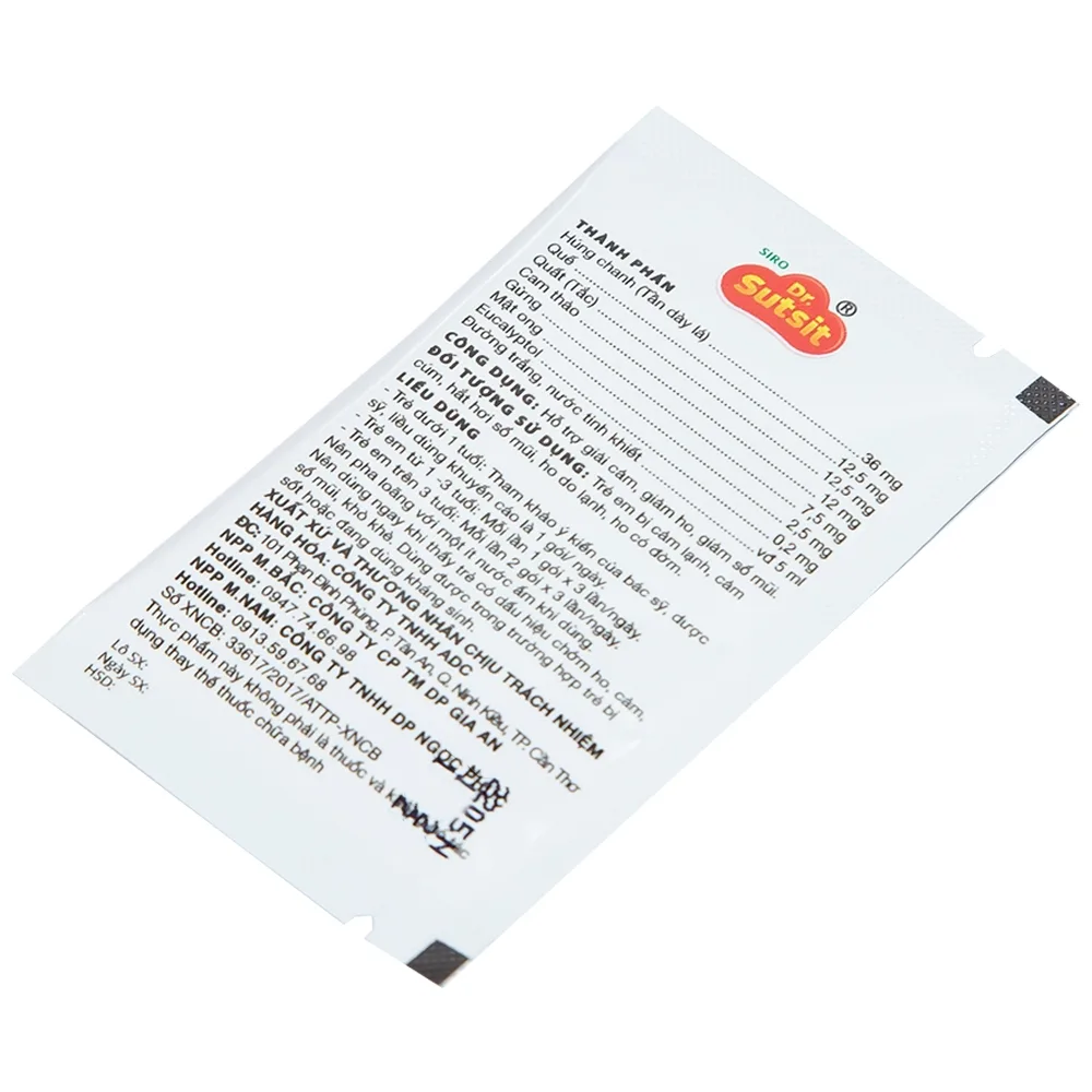 Hình ảnh Siro Dr.Sutsit Gia An giải cảm, giảm ho, giảm sổ mũi (30 gói x 5ml)