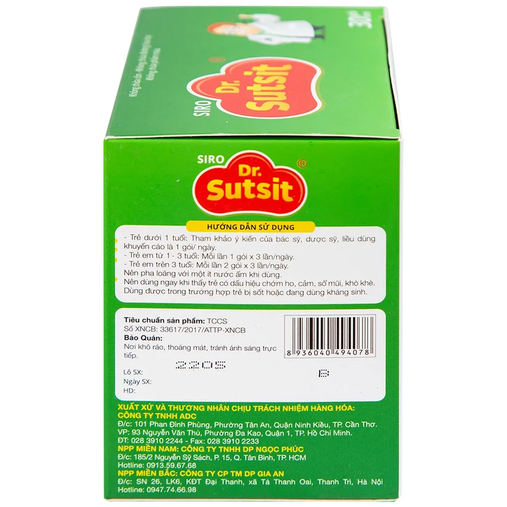 Hình ảnh Siro Dr.Sutsit Gia An giải cảm, giảm ho, giảm sổ mũi (30 gói x 5ml)
