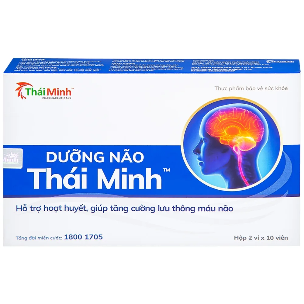 Hình ảnh Viên uống Dưỡng Não Thái Minh hỗ trợ hoạt huyết, tăng cường lưu thông máu não (2 vỉ x 10 viên)