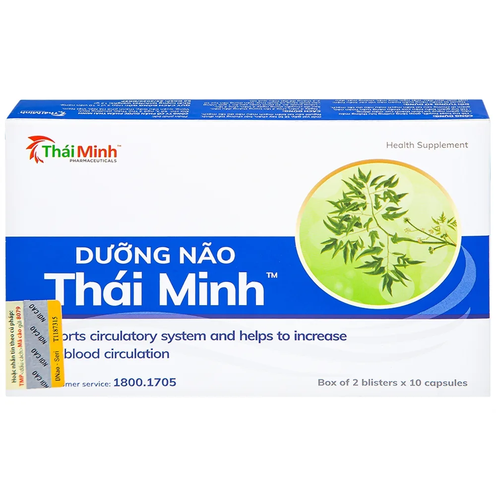 Hình ảnh Viên uống Dưỡng Não Thái Minh hỗ trợ hoạt huyết, tăng cường lưu thông máu não (2 vỉ x 10 viên)