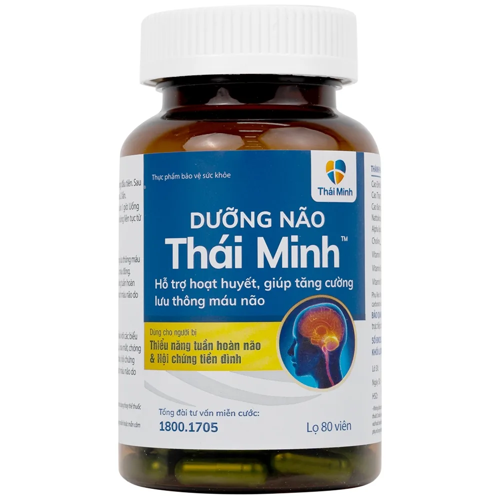 Hình ảnh Viên uống Dưỡng Não Thái Minh hỗ trợ hoạt huyết, tăng cường lưu thông máu não (80 viên)