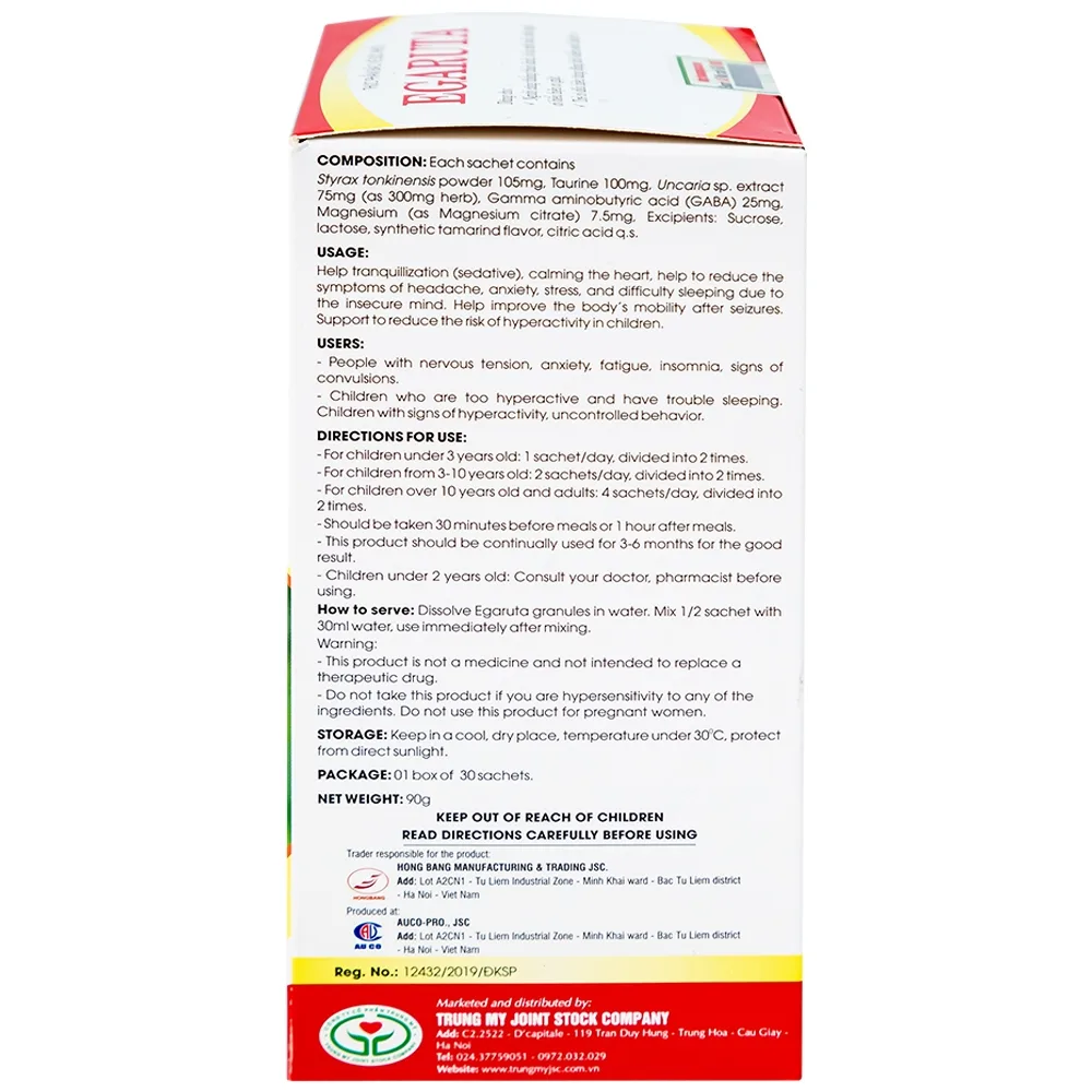 Hình ảnh Cốm Egaruta Hồng Bàng dưỡng tâm, an thần (30 gói)