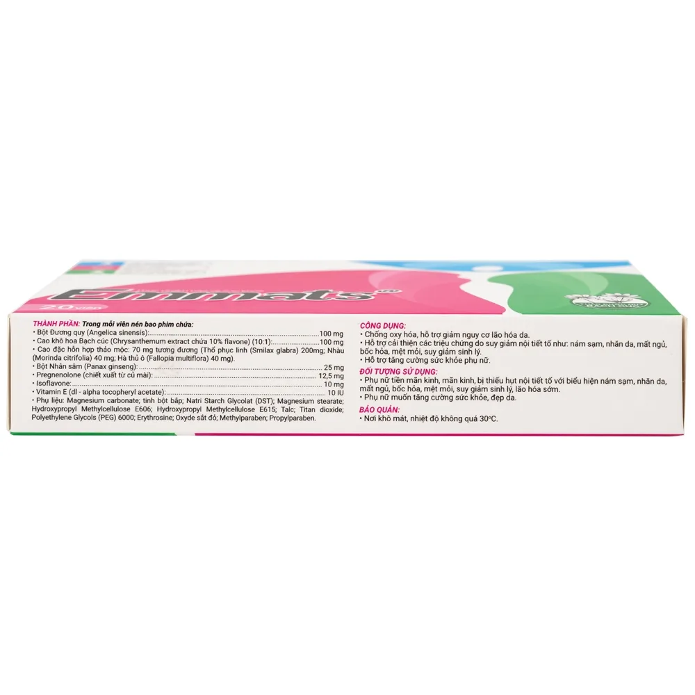 Hình ảnh Viên uống Emmats TW3 hỗ trợ giảm nguy cơ lão hóa, cải thiện suy giảm nội tiết tố (2 vỉ x 10 viên)
