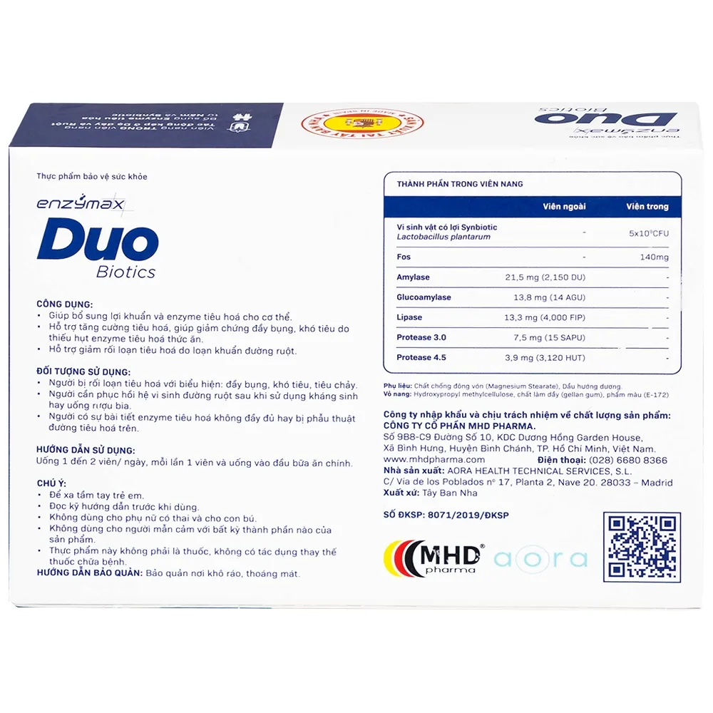 Hình ảnh Viên uống EnzymaxDuo Biotics MHD bổ sung lợi khuẩn và enzyme tiêu hóa cho cơ thể (2 vỉ x 10 viên)