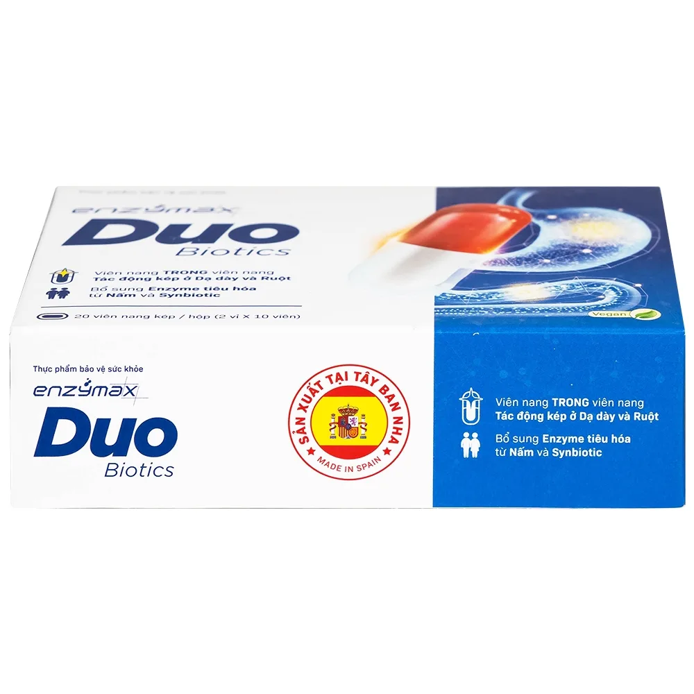 Hình ảnh Viên uống EnzymaxDuo Biotics MHD bổ sung lợi khuẩn và enzyme tiêu hóa cho cơ thể (2 vỉ x 10 viên)