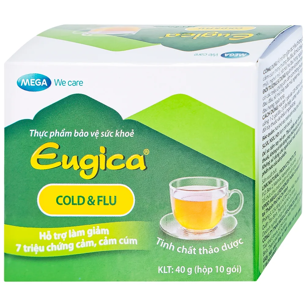 Hình ảnh Tinh chất thảo dược Eugica Cold & Flu hỗ trợ giảm các triệu chứng cảm, cảm cúm (10 gói x 4g)
