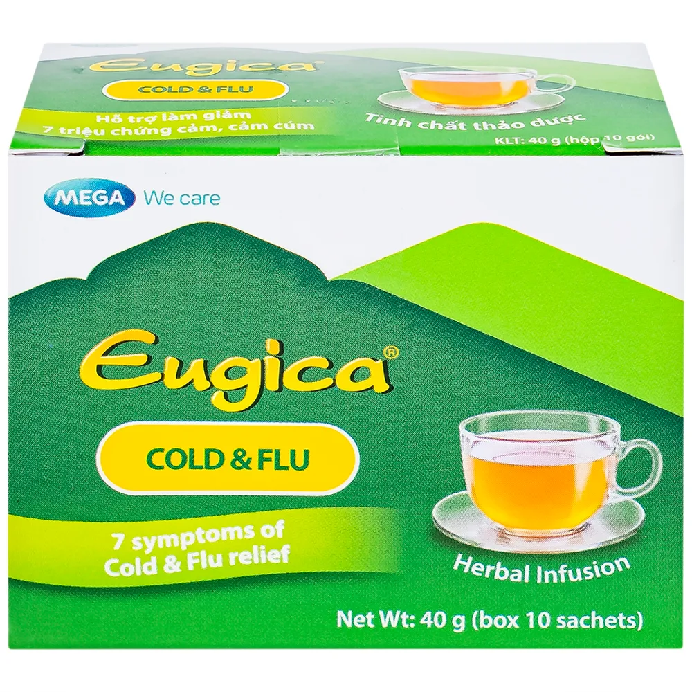 Hình ảnh Tinh chất thảo dược Eugica Cold & Flu hỗ trợ giảm các triệu chứng cảm, cảm cúm (10 gói x 4g)