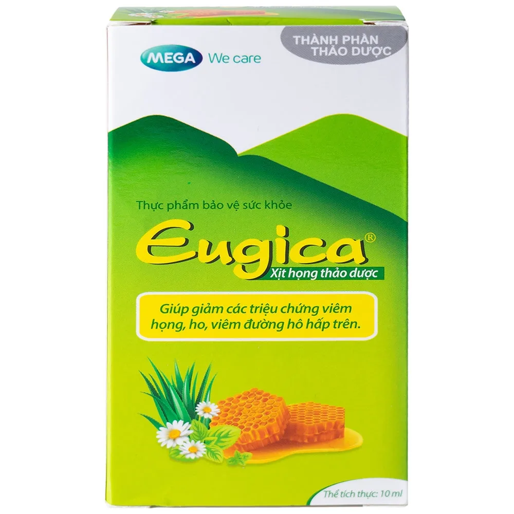 Hình ảnh Xịt họng thảo dược Eugica Mega We Care giảm các triệu chứng viêm họng, ho, viêm đường hô hấp trên (10ml)