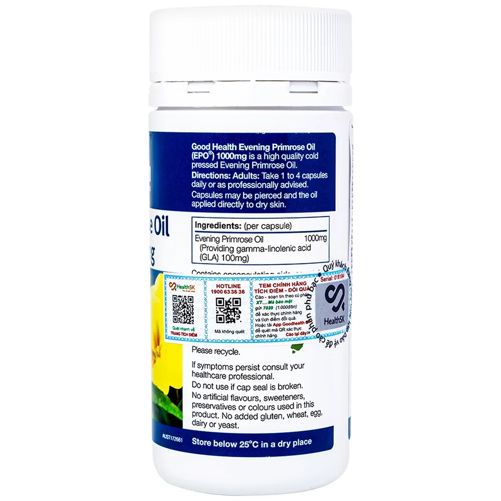 Hình ảnh Viên uống Evening Primrose Oil (EPO) 1000mg Good Health cải thiện nội tiết tố nữ, làm đẹp da (70 viên)