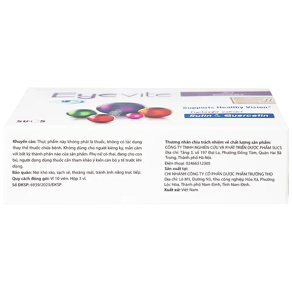 Hình ảnh Viên uống Eyevite Sucs hỗ trợ chống oxy hóa, tăng cường thị lực (3 vỉ x 10 viên)