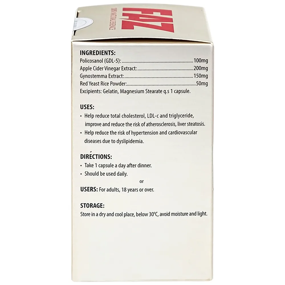 Hình ảnh Viên uống FAZ Ecogreen hỗ trợ giảm cholesterol toàn phần, giảm LDL-c (30 viên)