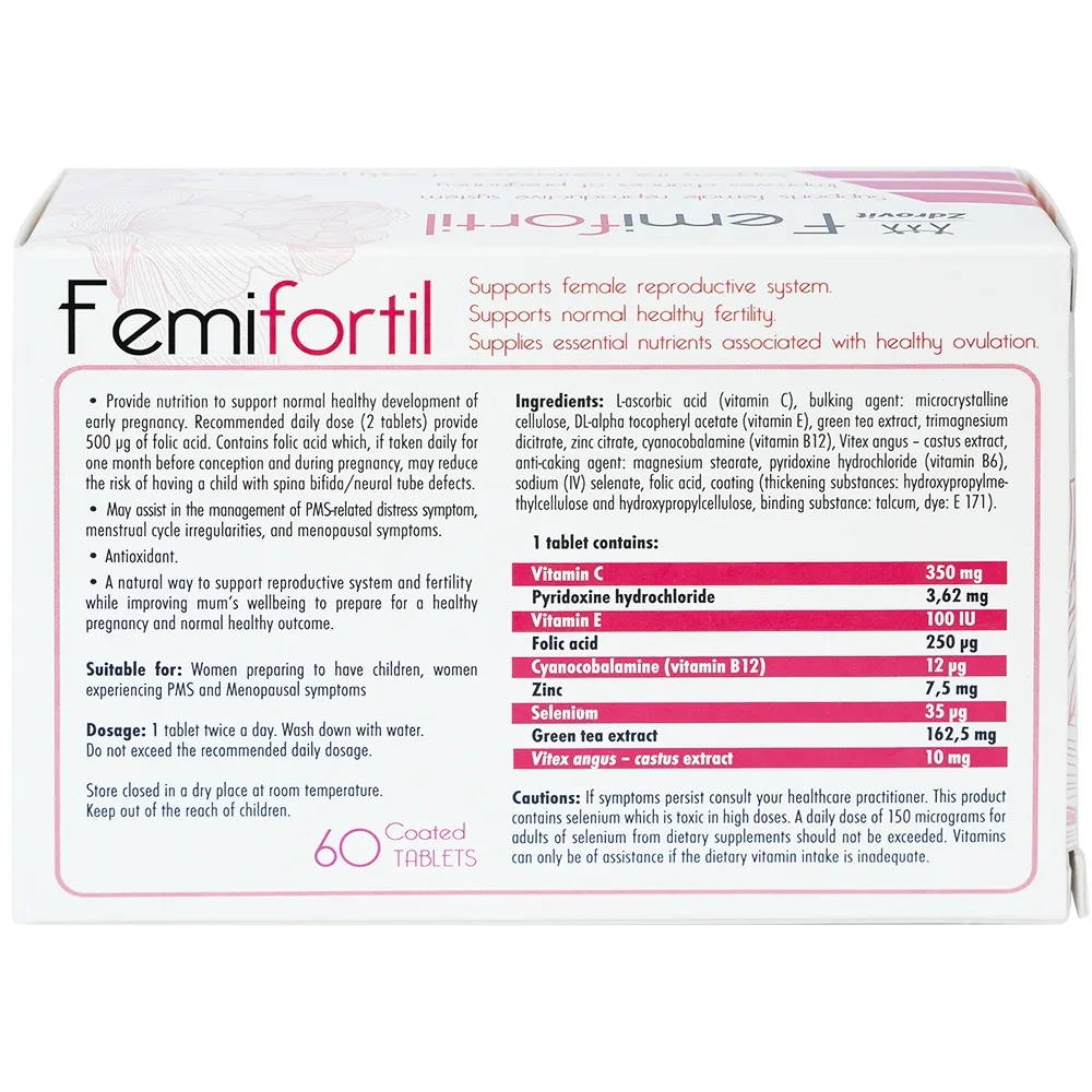 Hình ảnh Viên uống Femifortil NP Pharma bổ sung Vitamin, khoáng chất và thảo dược cho phụ nữ mang thai (4 vỉ x 15 viên)
