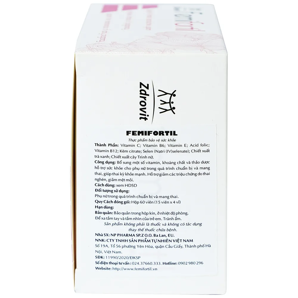 Hình ảnh Viên uống Femifortil NP Pharma bổ sung Vitamin, khoáng chất và thảo dược cho phụ nữ mang thai (4 vỉ x 15 viên)