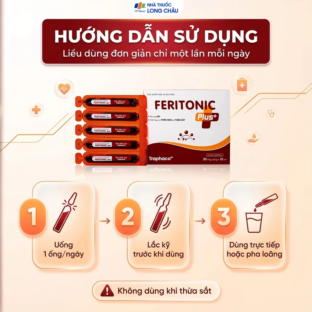 Hình ảnh Siro bổ sung sắt Feritonic Plus+ Traphaco (4 vỉ x 5 ống)