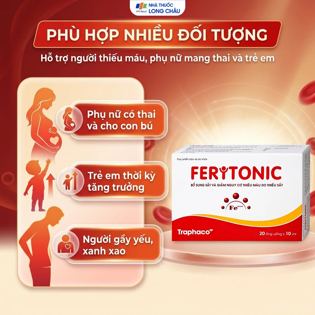 Hình ảnh Siro bổ sung sắt Feritonic 40mg Traphaco (2 vỉ x 10 ống)
