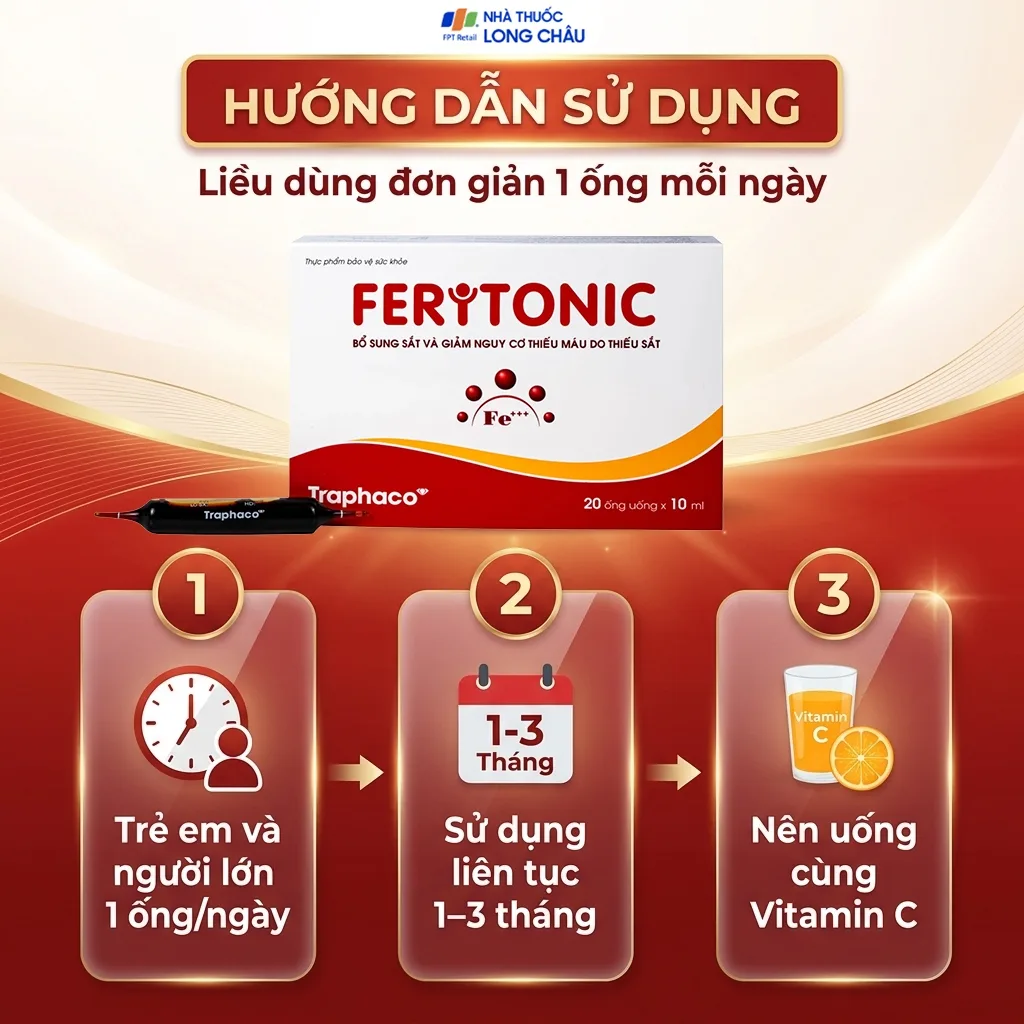 Hình ảnh Siro bổ sung sắt Feritonic 40mg Traphaco (2 vỉ x 10 ống)