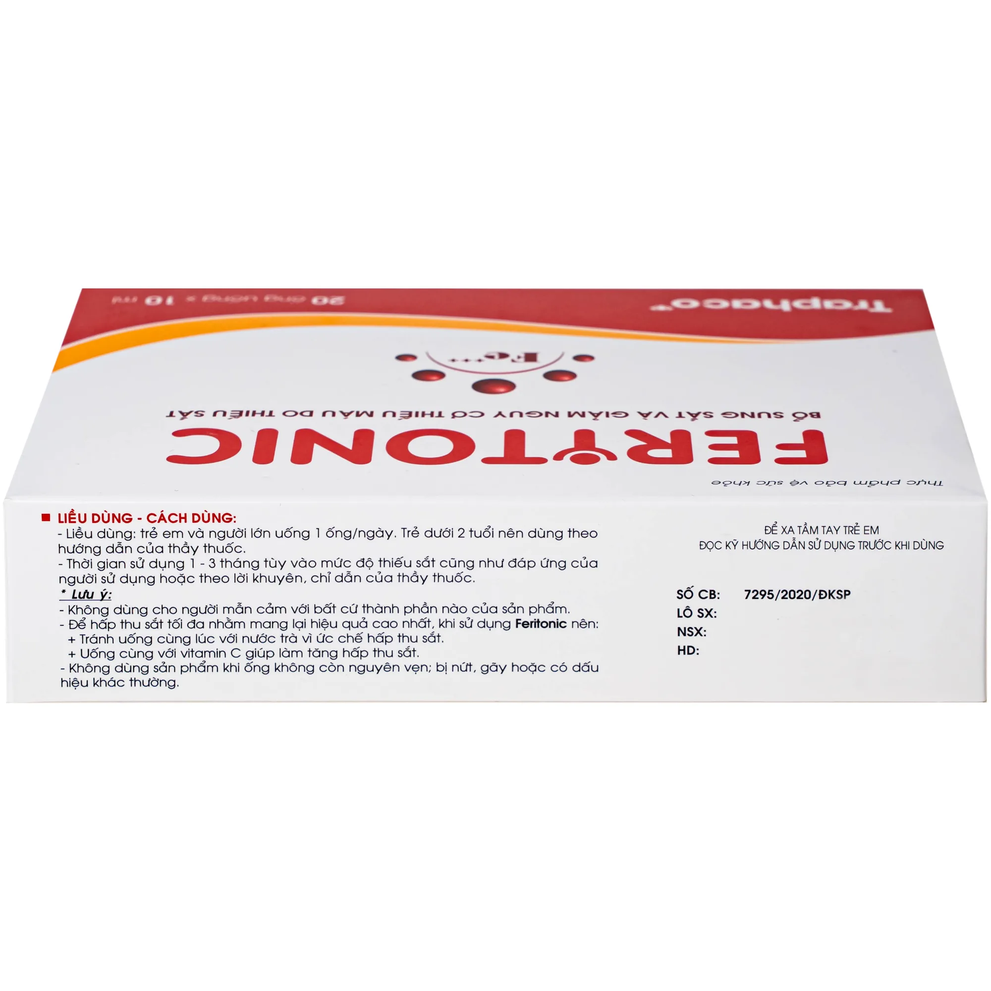 Hình ảnh Siro bổ sung sắt Feritonic 40mg Traphaco (2 vỉ x 10 ống)
