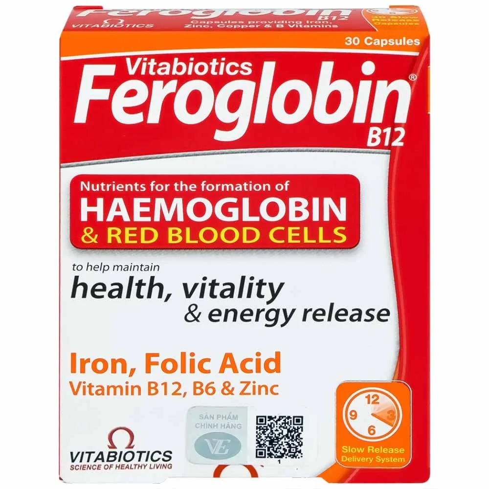 Hình ảnh Viên uống Feroglobin B12 Vitabiotics hỗ trợ tăng khả năng tạo máu, tăng cường sức khỏe (30 viên)