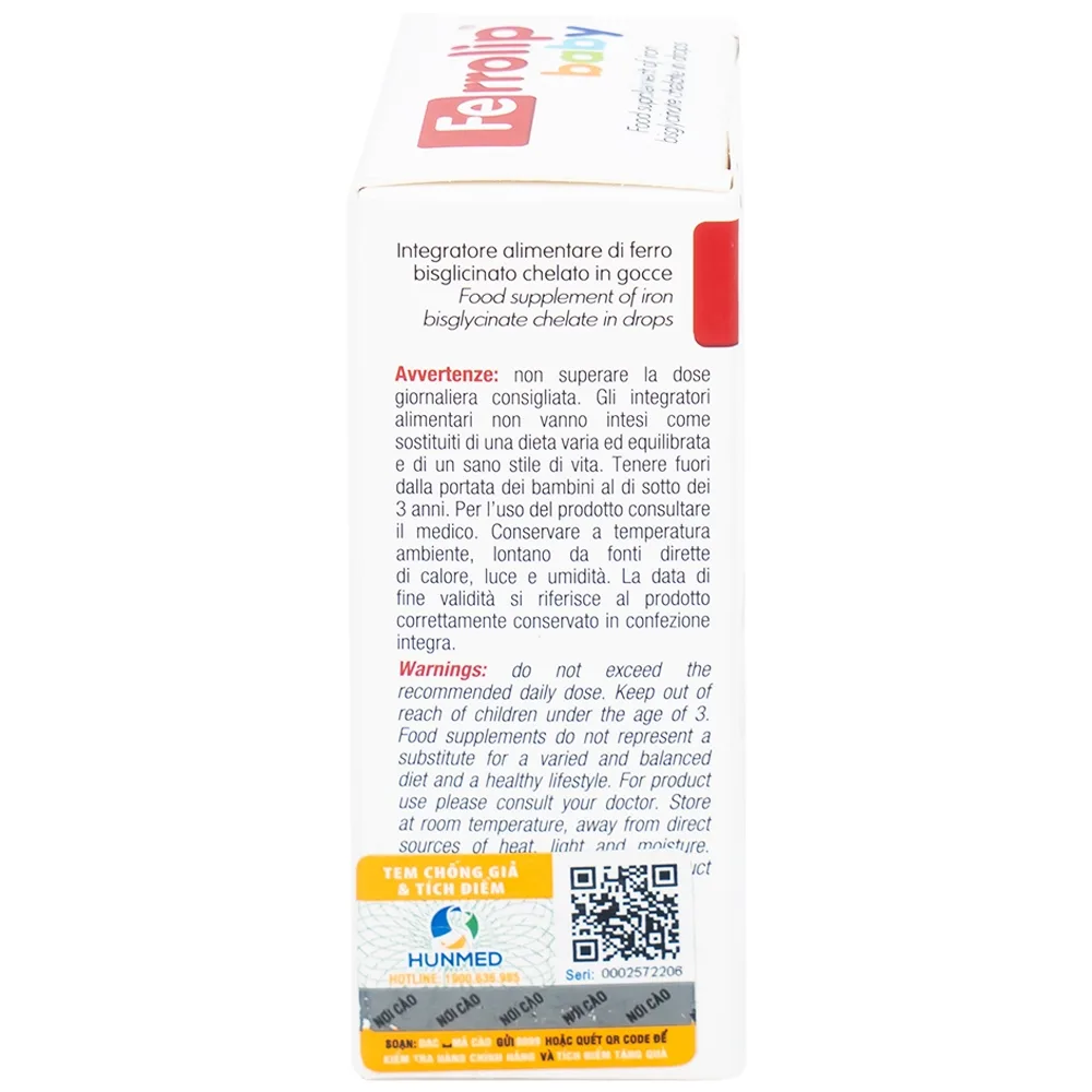 Hình ảnh  Dung dịch Ferrolip Baby InPharma SpA bổ sung sắt, giảm nguy cơ thiếu máu (30ml)