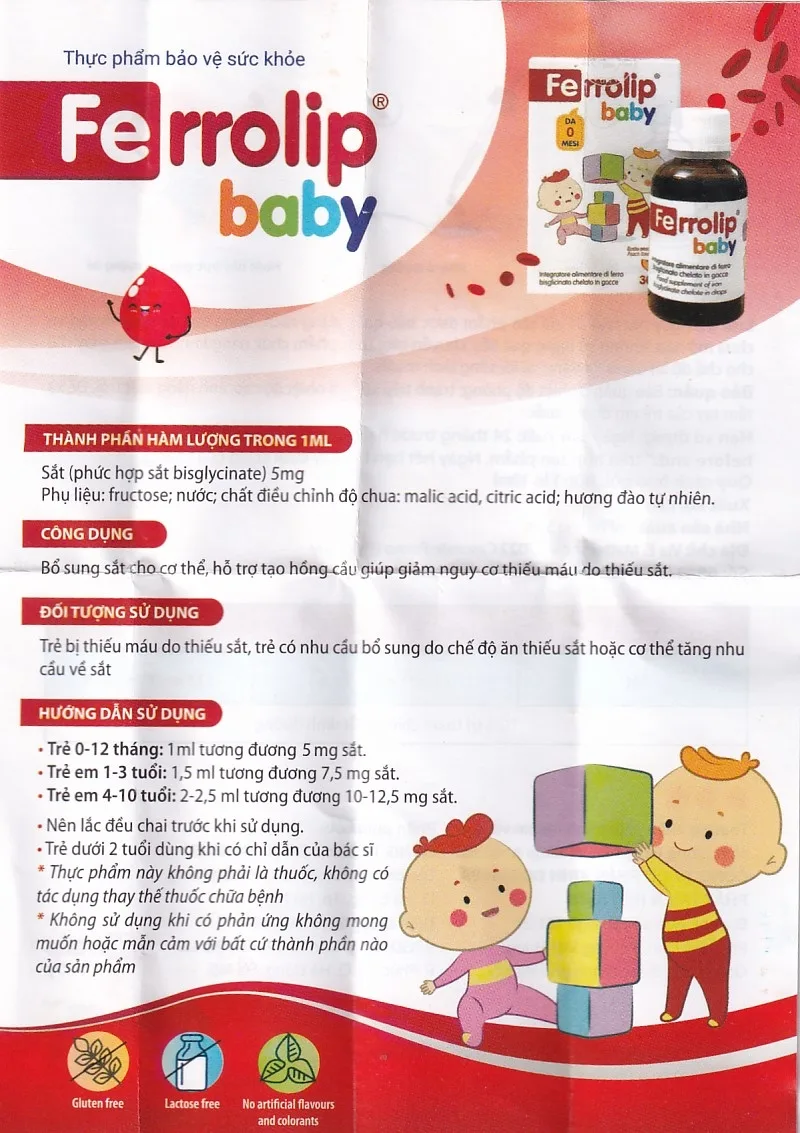 Hình ảnh  Dung dịch Ferrolip Baby InPharma SpA bổ sung sắt, giảm nguy cơ thiếu máu (30ml)