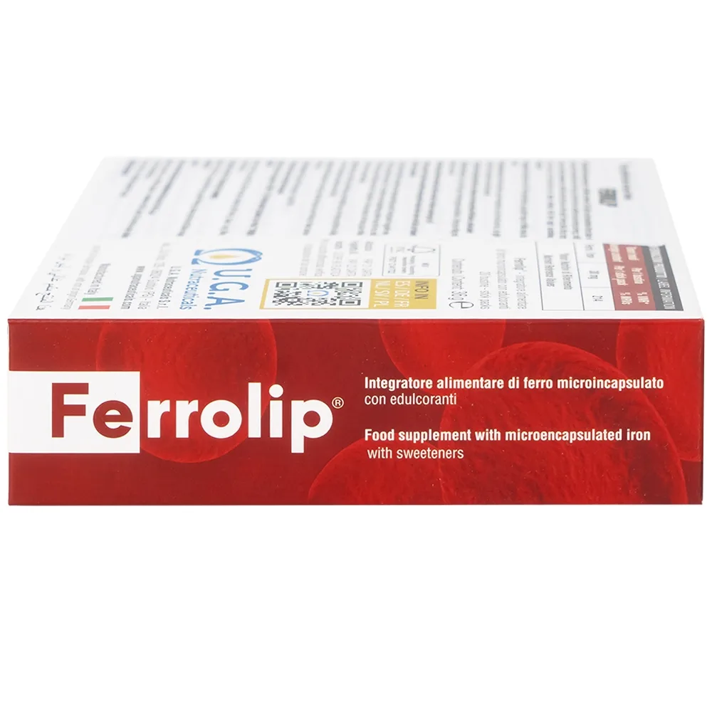 Hình ảnh Sắt Ferrolip Uga hỗ trợ tạo hồng cầu, giúp giảm nguy cơ thiếu máu do thiếu sắt (20 gói)