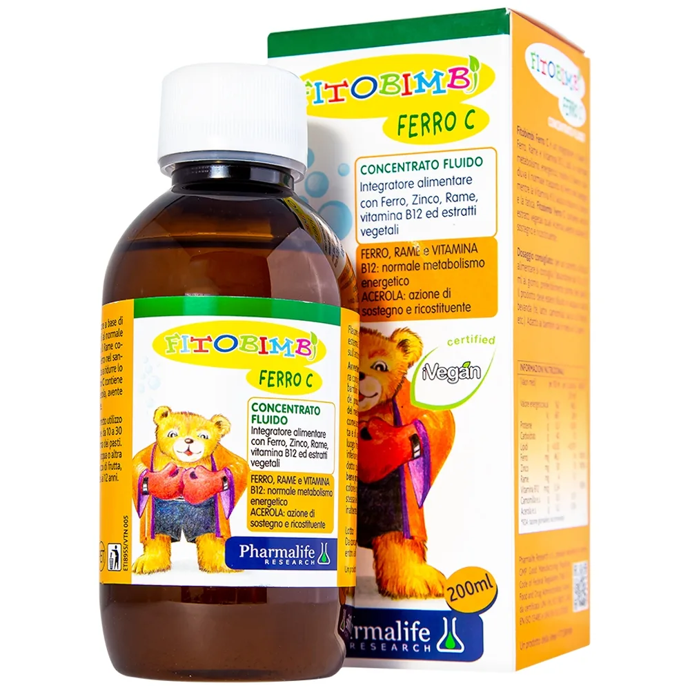 Hình ảnh Siro Fitobimbi Ferro C Concentrato Fluido bổ sung sắt, kẽm, vitamin C cho cơ thể (200ml)
