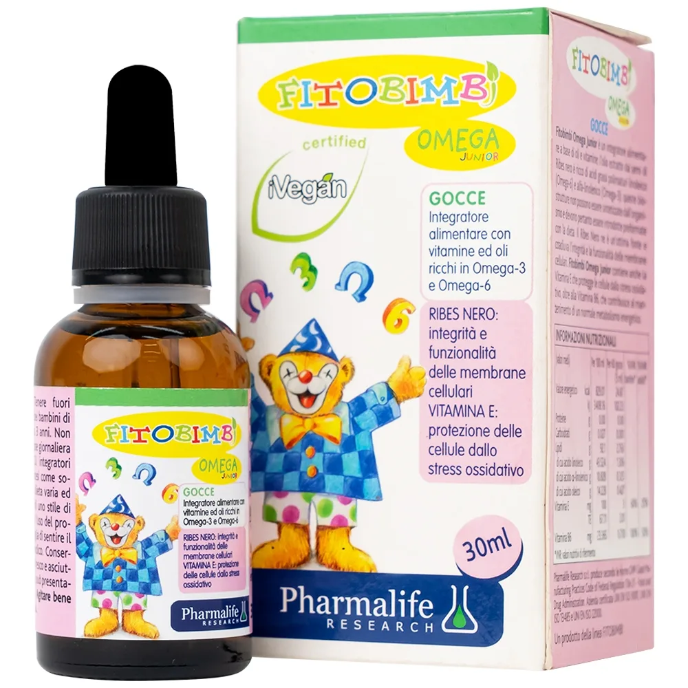 Hình ảnh Siro Fitobimbi Omega Junior Gocce Pharmalife bổ sung acid béo không no Omega-3, Omega-6 (30ml)
