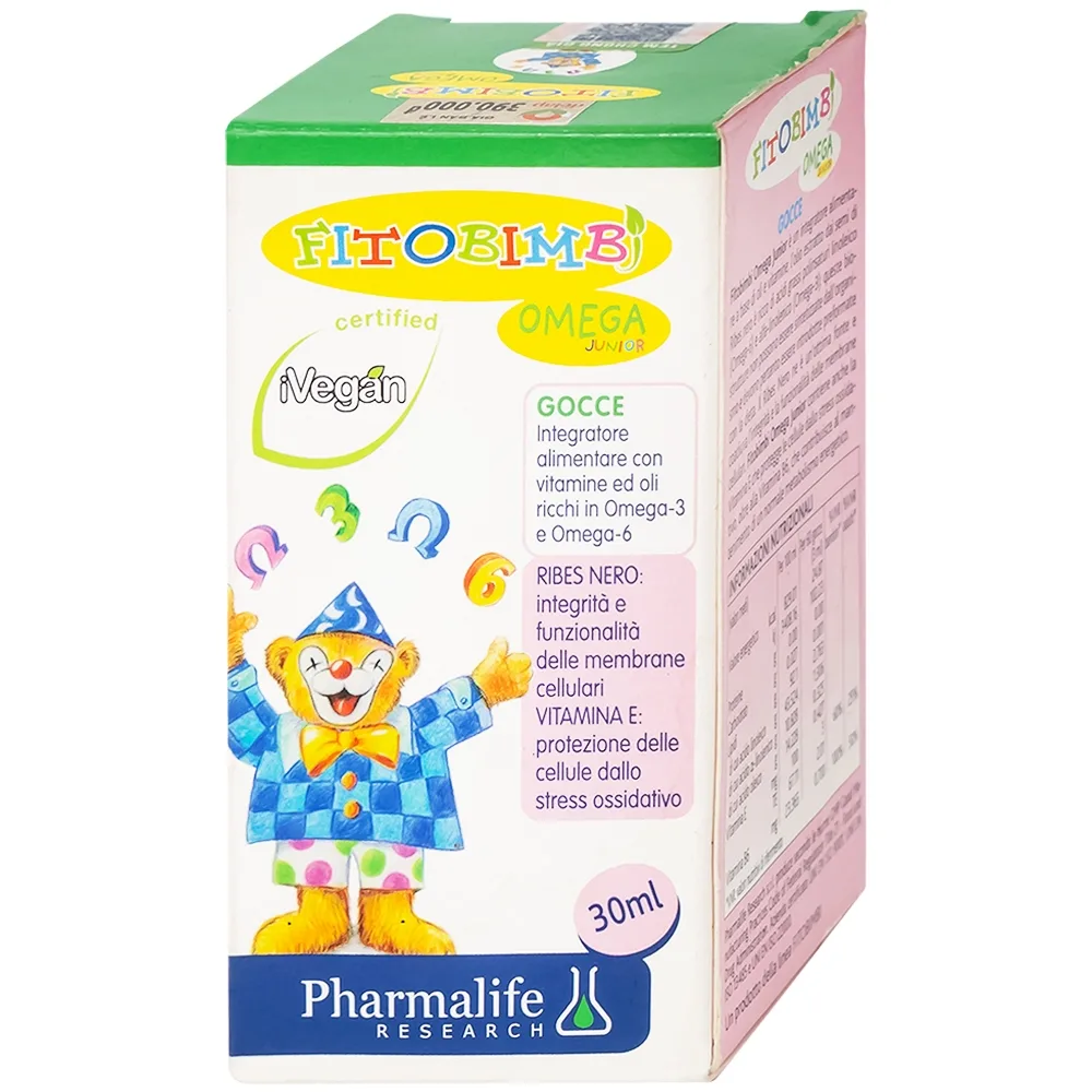 Hình ảnh Siro Fitobimbi Omega Junior Gocce Pharmalife bổ sung acid béo không no Omega-3, Omega-6 (30ml)