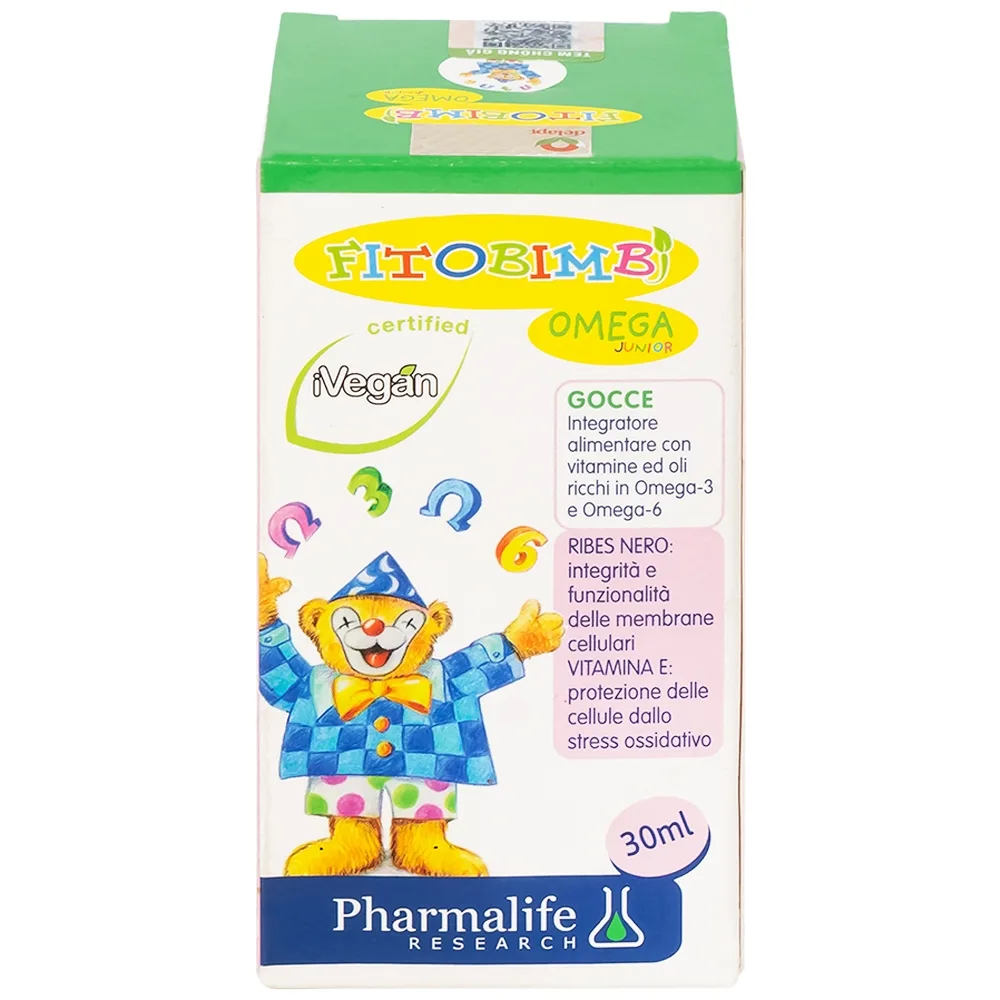 Hình ảnh Siro Fitobimbi Omega Junior Gocce Pharmalife bổ sung acid béo không no Omega-3, Omega-6 (30ml)