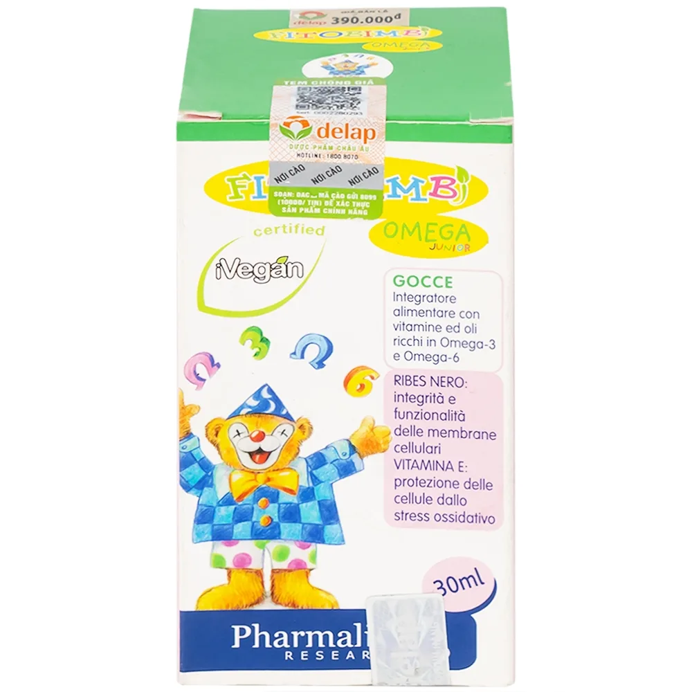 Hình ảnh Siro Fitobimbi Omega Junior Gocce Pharmalife bổ sung acid béo không no Omega-3, Omega-6 (30ml)
