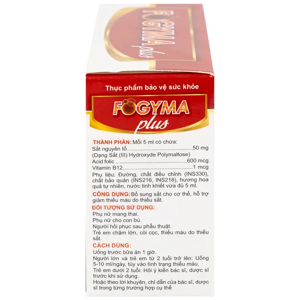 Hình ảnh Dung dịch uống Fogyma Plus VNP bổ sung sắt cho cơ thể, hỗ trợ giảm thiếu máu do thiếu sắt (4 vỉ x 5 ống)