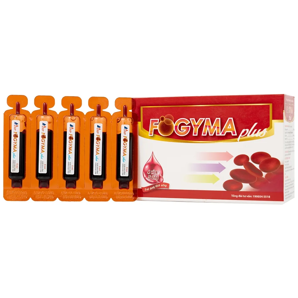 Hình ảnh Dung dịch uống Fogyma Plus VNP bổ sung sắt cho cơ thể, hỗ trợ giảm thiếu máu do thiếu sắt (4 vỉ x 5 ống)