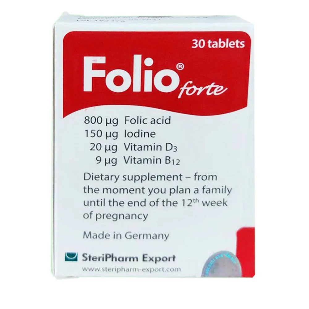 Hình ảnh Viên uống Folio Forte Steripharm Export bổ sung acid folic, iốt và dinh dưỡng cho phụ nữ mang thai (30 viên)