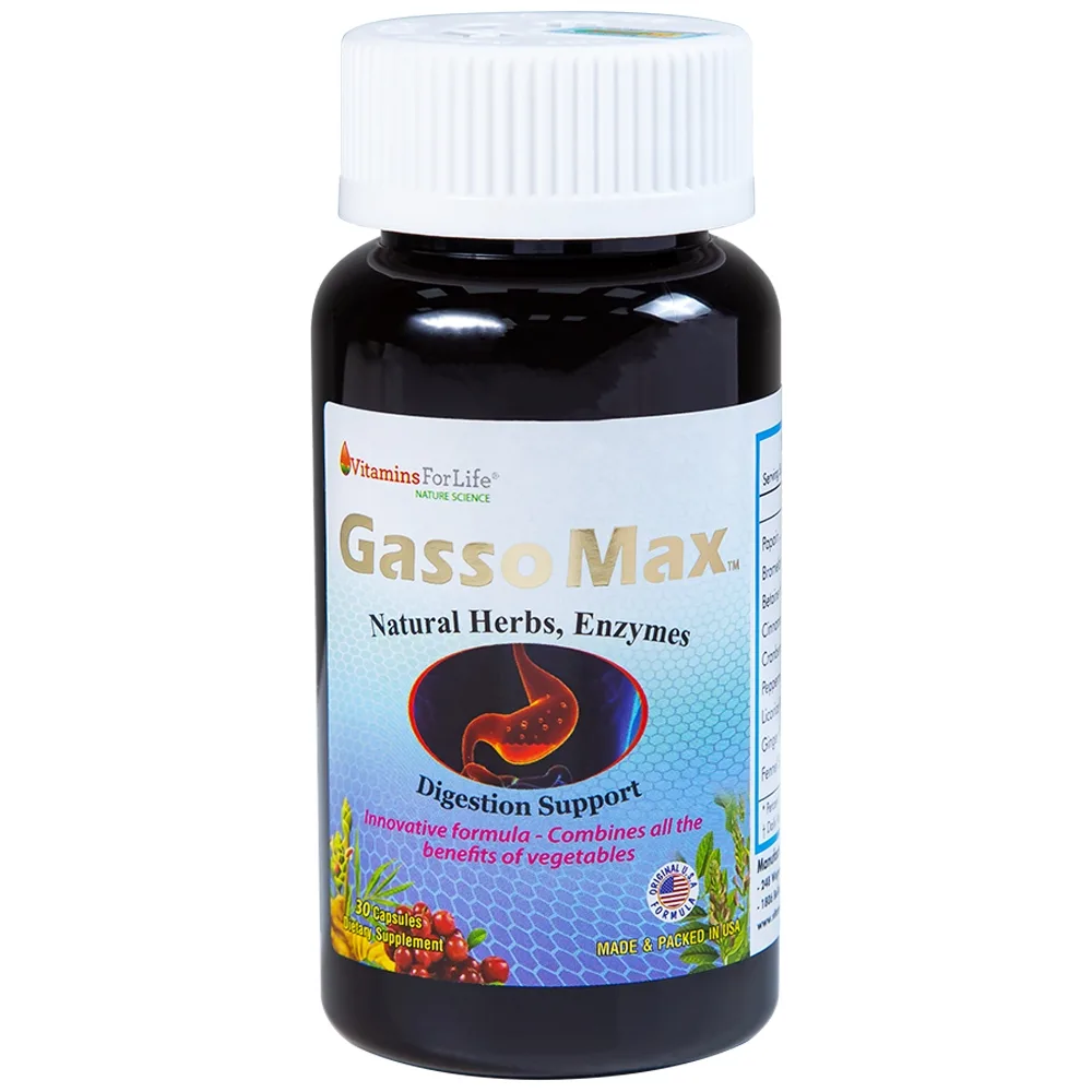 Hình ảnh Viên uống Gasso Max Vitamins For Life bổ sung enzyme và các thảo mộc, hỗ trợ tiêu hóa tốt (30 viên)