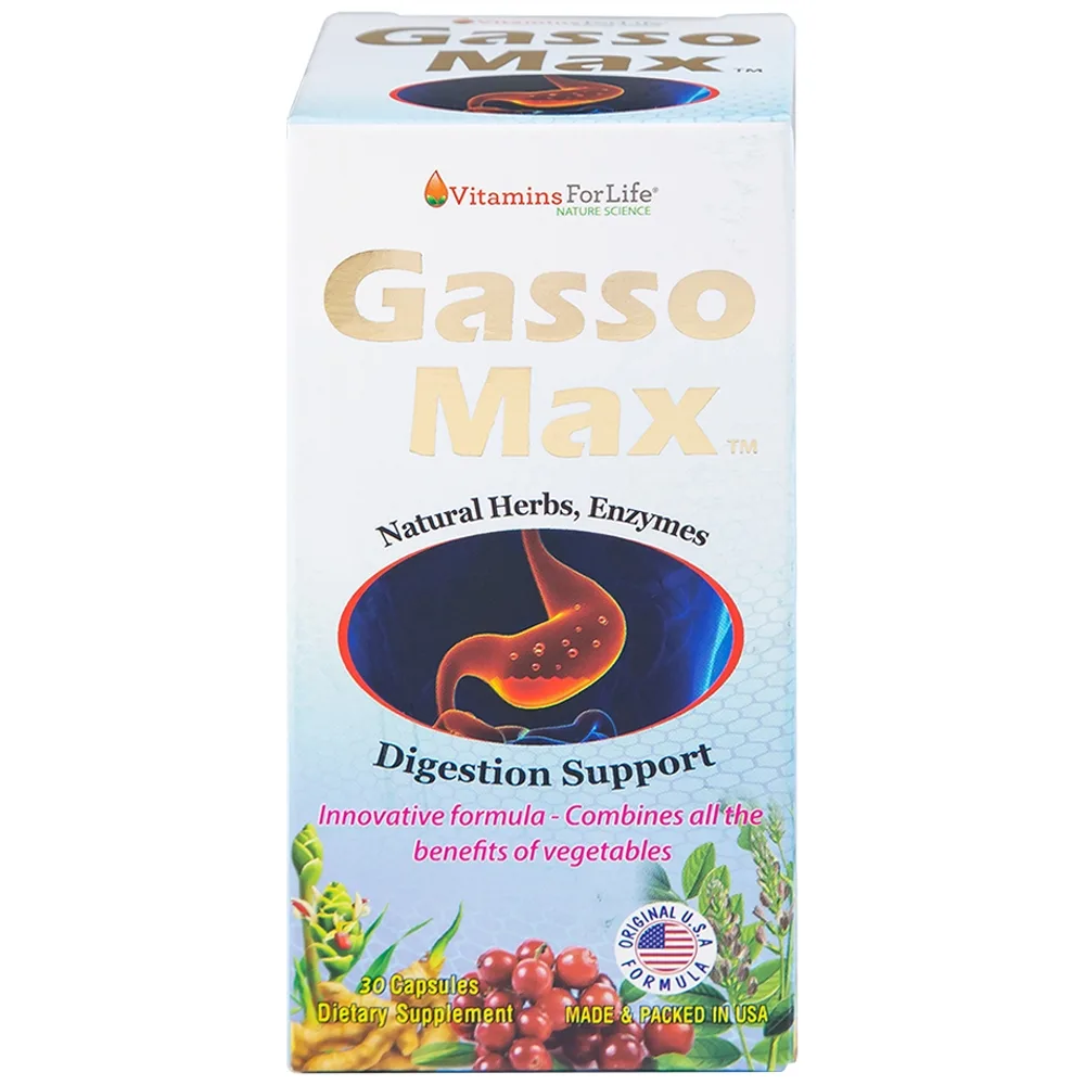 Hình ảnh Viên uống Gasso Max Vitamins For Life bổ sung enzyme và các thảo mộc, hỗ trợ tiêu hóa tốt (30 viên)