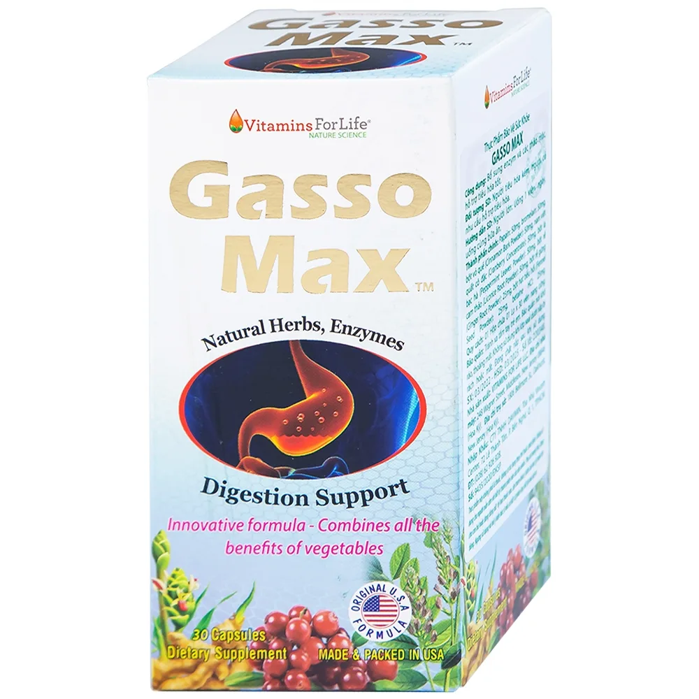 Hình ảnh Viên uống Gasso Max Vitamins For Life bổ sung enzyme và các thảo mộc, hỗ trợ tiêu hóa tốt (30 viên)