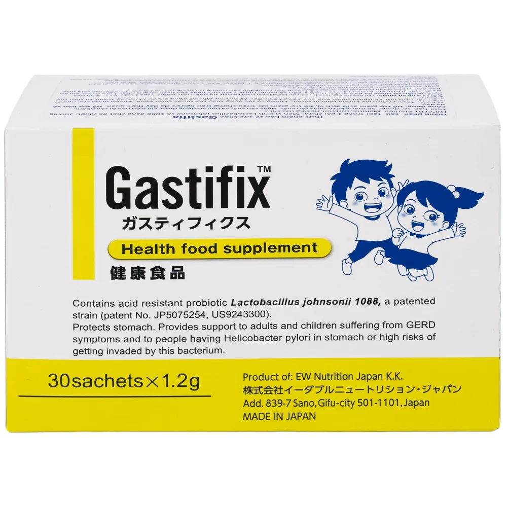 Hình ảnh Thực phẩm bảo vệ sức khỏe Gastifix EW Nutrition hỗ trợ giảm acid dịch vị, triệu chứng trào ngược dạ dày thực quản (30 gói x 1.2g)