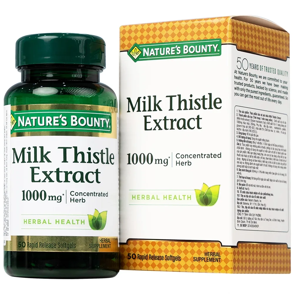 Hình ảnh Viên uống Milk Thistle Nature's Bounty hỗ trợ tăng cường chức năng gan, bảo vệ gan (50 viên)