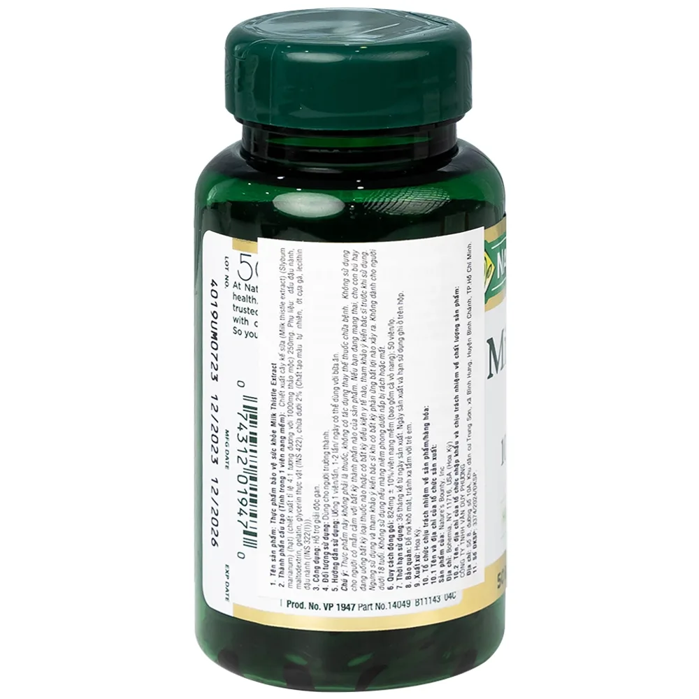 Hình ảnh Viên uống Milk Thistle Nature's Bounty hỗ trợ tăng cường chức năng gan, bảo vệ gan (50 viên)